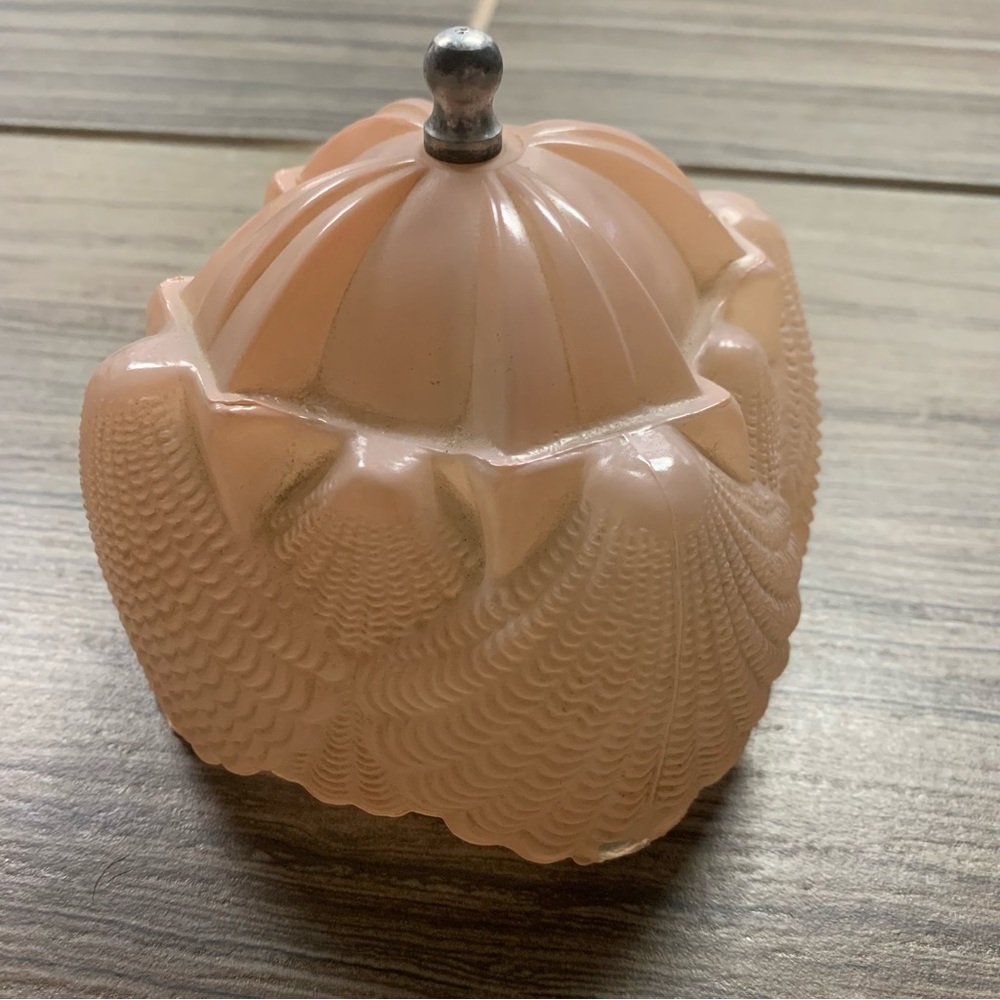 Vintage Art Deco Satin Pink Frosted Glass Clam Seashell Lamp Shade